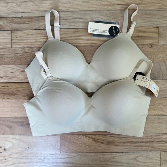NEW TrueKind Women's L Bundle of 2 Supportive Comfort Wireless Shaping Bras Nude - Picture 1 of 12